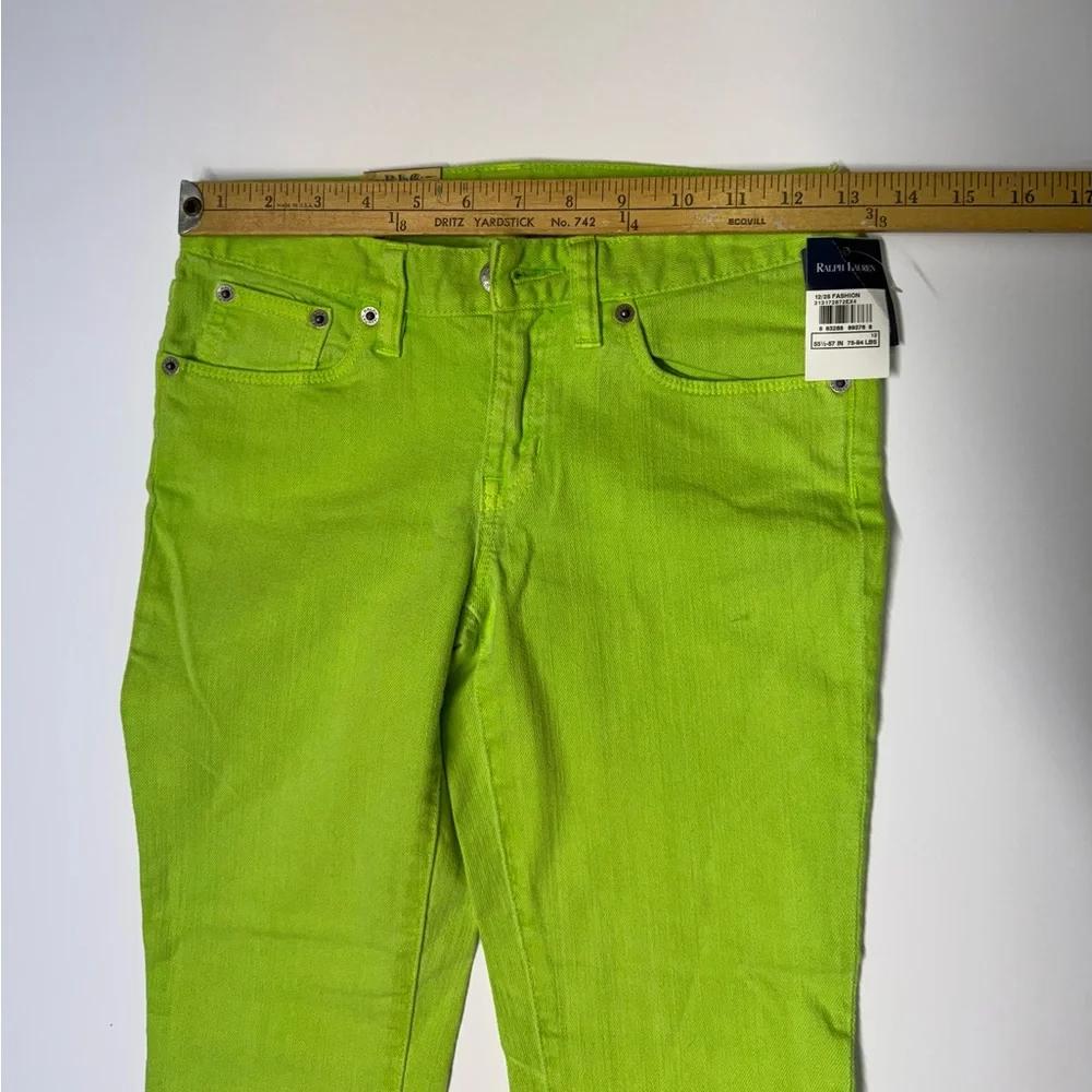 Lot Of 2 Ralph Lauren Bowery Skinny Jeans Girls 12 Big Pony  Yellow /green NWT